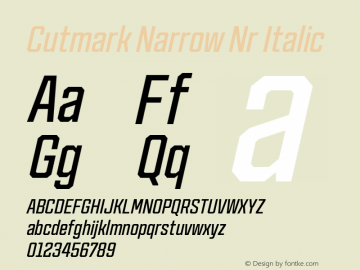 Cutmark Narrow Nr Italic Version 1.000图片样张