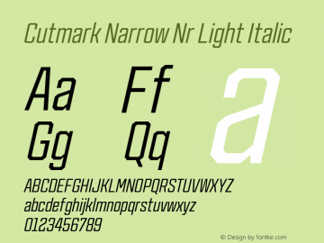 Cutmark Narrow Nr Light Italic Version 1.000图片样张