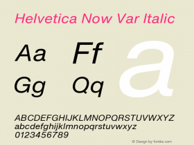 Helvetica Now Var Italic Version 2.00图片样张