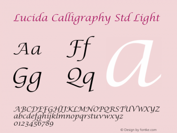 LucidaCalligraphyStd-Light Version 1.000图片样张