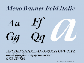 MenoBanner Bold Italic Version 1.000;PS 1.0;hotconv 1.0.88;makeotf.lib2.5.647800 DEVELOPMENT图片样张