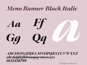 MenoBanner Black Italic Version 1.000;PS 1.0;hotconv 1.0.88;makeotf.lib2.5.647800 DEVELOPMENT图片样张