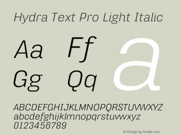 HydraTextPro-LightItalic Version 7.504; 2012; Build 1021图片样张