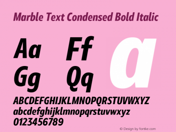 Marble Text Condensed Bold Italic Version 1.001图片样张