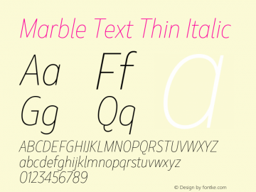 Marble Text Thin Italic Version 1.001图片样张