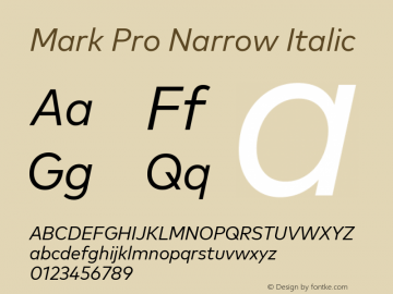 Mark Pro Narrow Italic Version 7.60图片样张