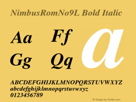 NimbusRomNo9L Bold Italic Version 1.00图片样张