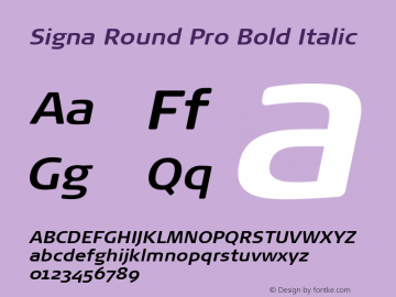 Signa Round Pro Bold Italic Version 7.504; 2017; Build 1023图片样张