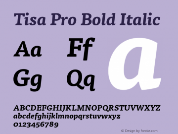 Tisa Pro Bold Italic Version 7.600, build 1027, FoPs, FL 5.04图片样张