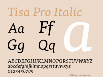 Tisa Pro Italic Version 7.600, build 1027, FoPs, FL 5.04图片样张