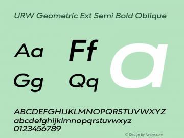 URW Geometric Ext Semi Bold Oblique Version 1.00图片样张