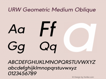 URW Geometric Medium Oblique Version 1.00图片样张