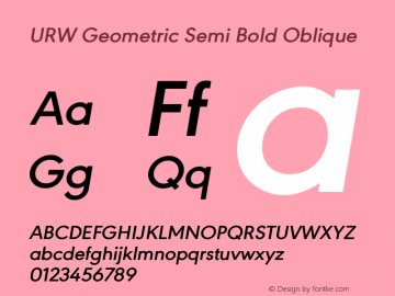 URW Geometric Semi Bold Oblique Version 1.00图片样张