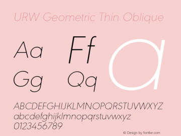 URW Geometric Thin Oblique Version 1.00图片样张