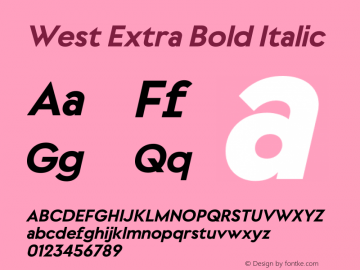 West Extra Bold Italic Version 1.000图片样张