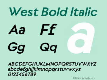 West Bold Italic Version 1.000图片样张