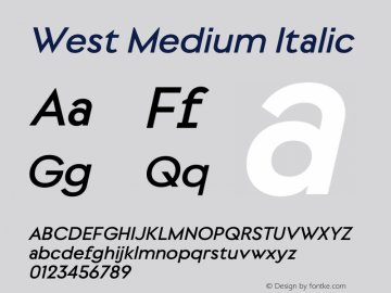 West Medium Italic Version 1.000图片样张