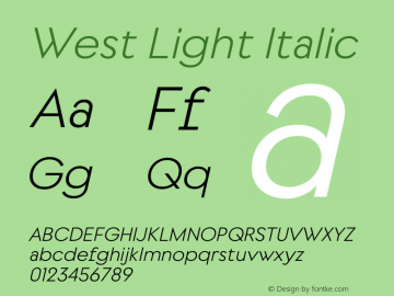 West Light Italic Version 1.000图片样张