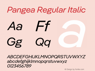 Pangea Regular Italic Version 1.002图片样张
