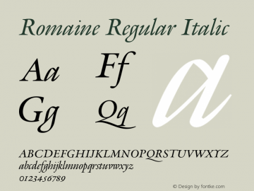 Romaine Regular Italic Version 1.001图片样张