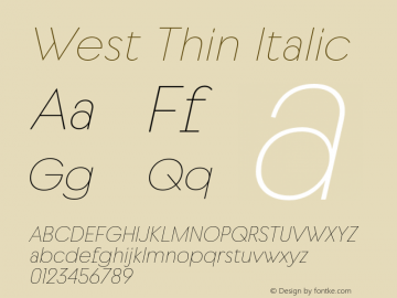 West-ThinItalic Version 1.000图片样张