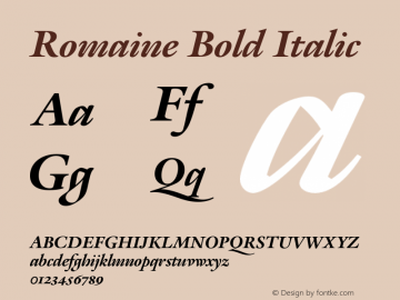 Romaine-BoldItalic Version 1.001图片样张