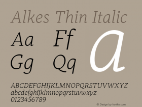 Alkes Thin Italic Version 1.000; ttfautohint (v1.8)图片样张