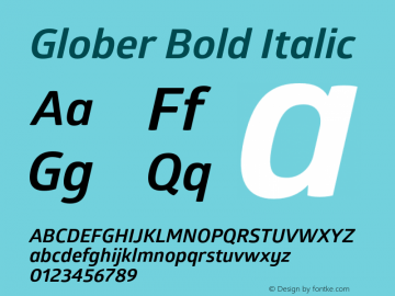 Glober Bold Italic Version 2.000;hotconv 1.0.109;makeotfexe 2.5.65596图片样张