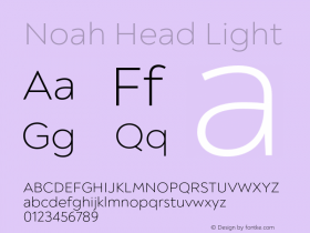 Noah Head Light Version 1.000;PS 001.000;hotconv 1.0.88;makeotf.lib2.5.64775图片样张