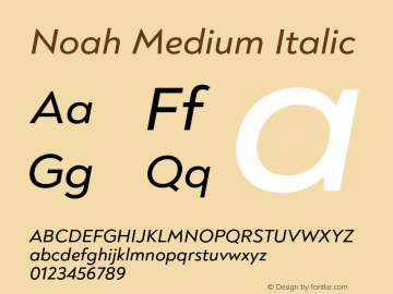 Noah Medium Italic Version 1.000;PS 001.000;hotconv 1.0.88;makeotf.lib2.5.64775图片样张