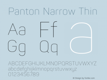 Panton Narrow Thin Version 1.000;PS 001.000;hotconv 1.0.88;makeotf.lib2.5.64775图片样张