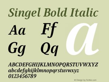 Singel Bold Italic Version 1.000;PS 001.000;hotconv 1.0.88;makeotf.lib2.5.64775图片样张