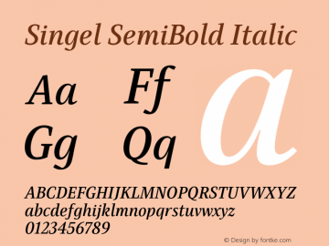 Singel SemiBold Italic Version 1.000;PS 001.000;hotconv 1.0.88;makeotf.lib2.5.64775图片样张