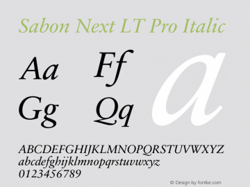 SabonNextLTPro-Italic Version 2.00图片样张