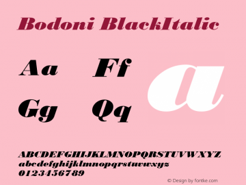 Bodoni BlackItalic Version 1 Font Sample