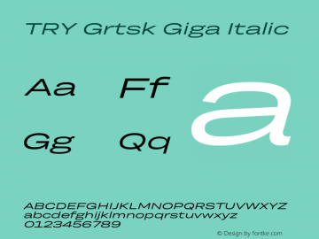 TRY Grtsk Giga Italic Version 1.000图片样张