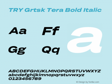 TRY Grtsk Tera Bold Italic Version 1.000图片样张