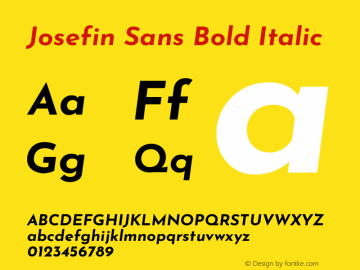 Josefin Sans Bold Italic Version 2.001图片样张