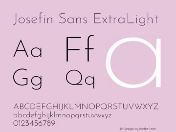 Josefin Sans ExtraLight Version 2.001图片样张