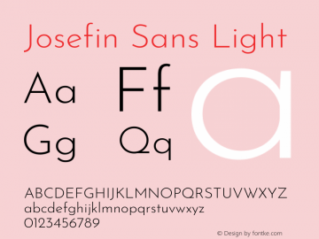 Josefin Sans Light Version 2.001图片样张