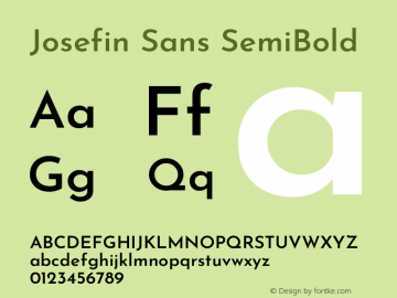 Josefin Sans SemiBold Version 2.001图片样张