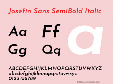 Josefin Sans SemiBold Italic Version 2.001图片样张