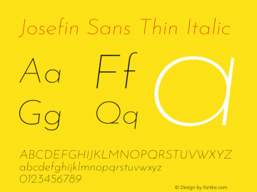 Josefin Sans Thin Italic Version 2.001图片样张