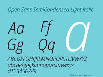 Open Sans SemiCondensed Light Italic Version 3.000图片样张