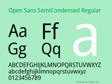 Open Sans SemiCondensed Regular Version 3.000图片样张