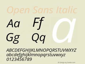 Open Sans Italic Version 3.000图片样张