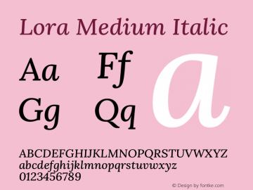 Lora Medium Italic Version 3.001图片样张