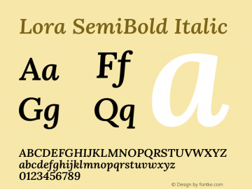 Lora SemiBold Italic Version 3.001图片样张