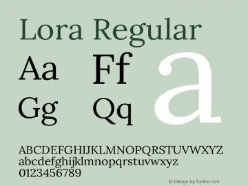 Lora Regular Version 3.001图片样张