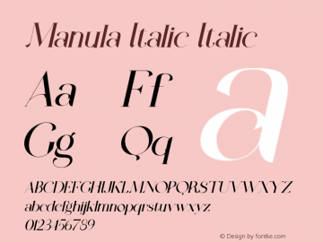 Manula Italic Italic Version 1.00;October 27, 2021;FontCreator 12.0.0.2535 32-bit图片样张
